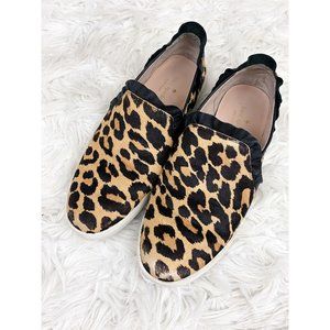 Kate Spade New York Lilly Ruffle Trim Leopard Print Calf Hair Slip on Sneakers